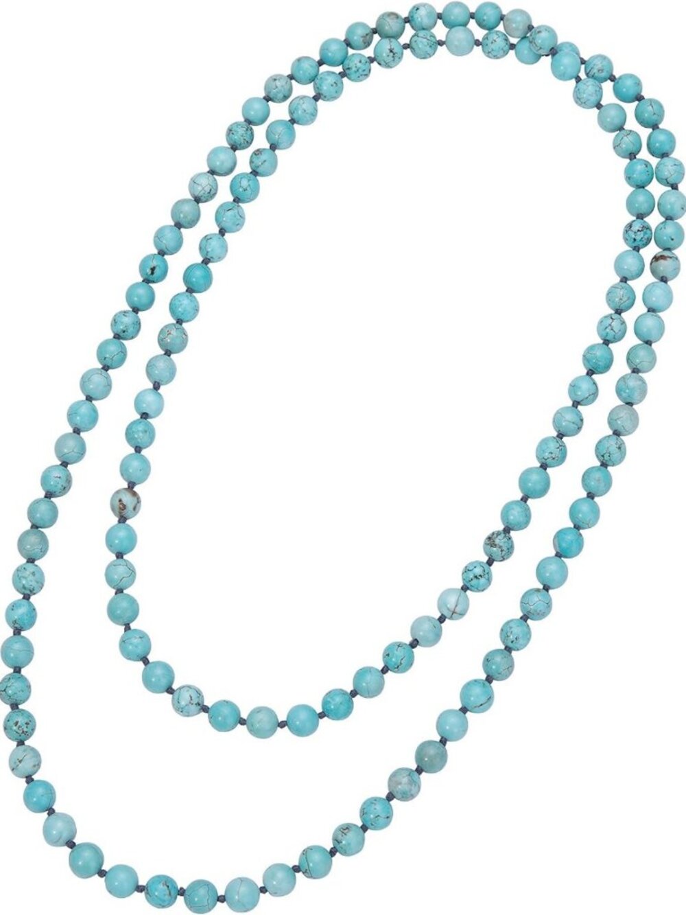 Handmade Natural Turquoise Long Beaded Necklace & Wrap Bracelet for Women & Men